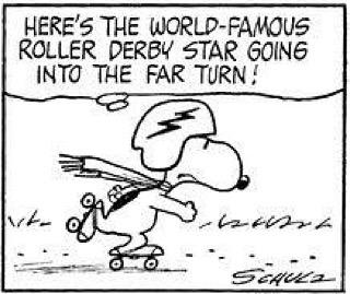 50 years ago today: The World Famous Roller Derby Star is one of Snoopy's alter-egos and was introduced to Peanuts comic strips on July 4, 1969!! Happy Independence Day, Skaters! 🇺🇲 #rollerderby #peanuts #comics #skatelife