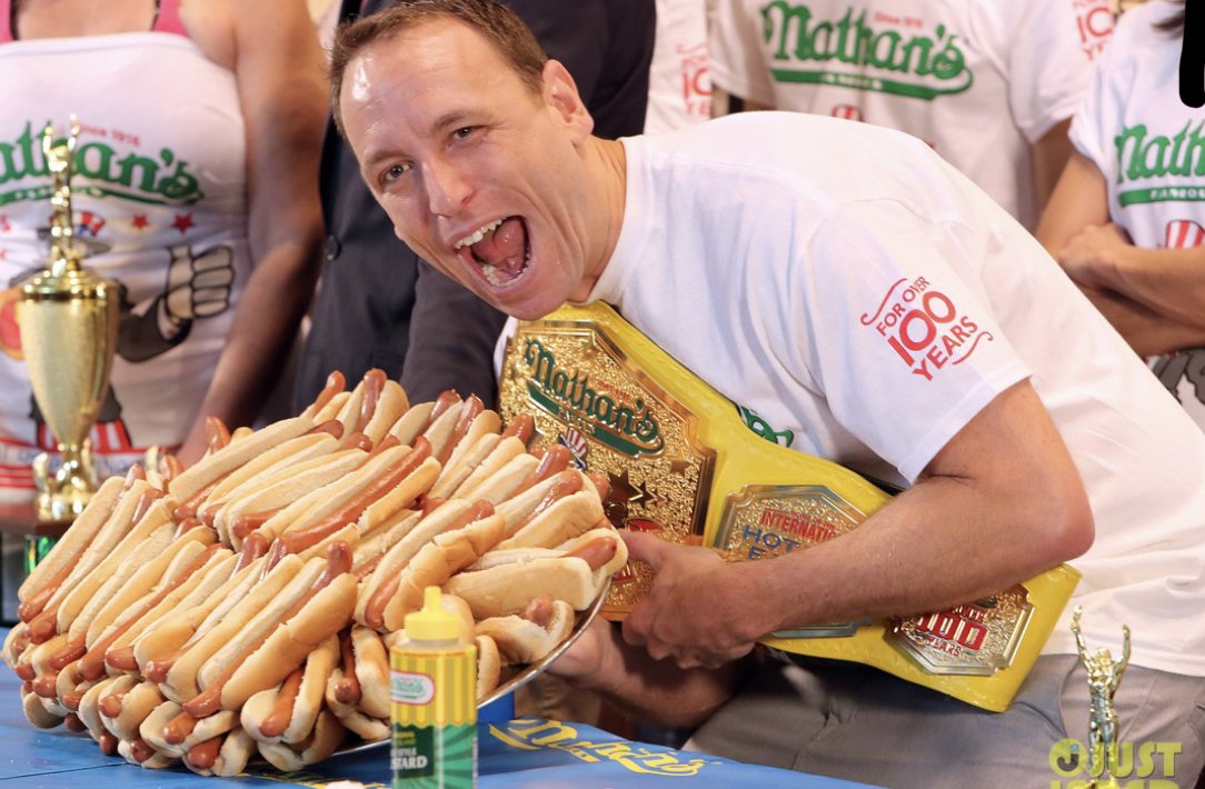 1776: Grams of carbohydrates that Joey Chestnut coincidentally ate, in hot dogs...