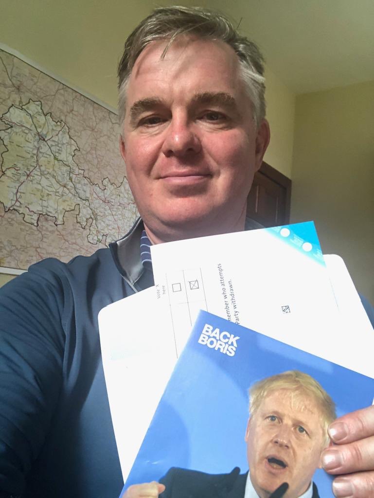 Just voted for <a href="/BorisJohnson/">Boris Johnson</a> to become the next leader of the Conservative Party and our next Prime Minister. Only he will take us out of the EU by 31 October and honour the referendum result <a href="/BackBoris/">Back Boris</a>