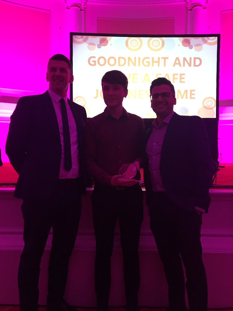 Our award winner James with @saeedumarlthtr and Andrew Alston Head of School for @RunshawCompICT #industryplacements