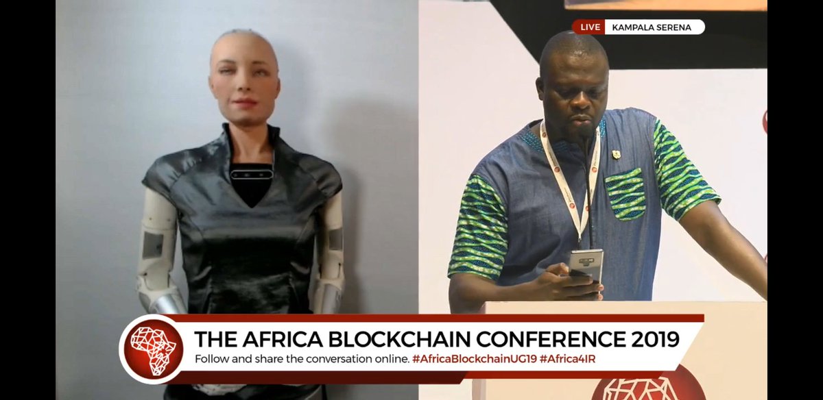 KIPYA_Connect's tweet photo. I admire African countries for being mindful of the future. You've pioneered in many areas like mobile banking &amp; telemedicine. It's important that everyone have access to tech esp women &amp; girls so they can fully unleash their creativity.

#Sophia
#AfricaBlockchainUG19 https://t.co/8UAYnEdovW