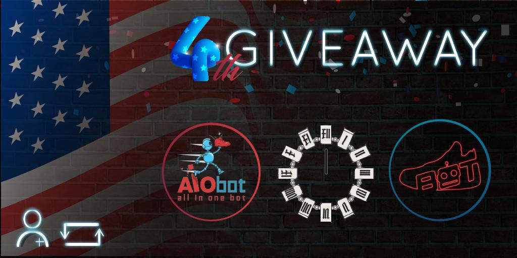 💥4TH OF JULY GIVEAWAY! RT &amp; Follow💥

Prizes: 

1x @NikeShoeBot 2.0 KEY
1x <a href="/ANB_AIO/">AIO bot</a> KEY
1x <a href="/Ecnarudne1/">Endurance</a> LIFETIME

Like ❤️ Retweet 🔁 and Follow @NikeShoeBot + <a href="/ANB_AIO/">AIO bot</a> 

Happy 4th of July people 🎆