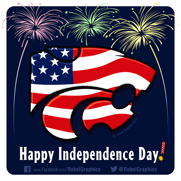 RobelGraphics's tweet photo. As you celebrate Independence Day, take a moment to reflect on the freedoms you have and what it took to get them. This country may have its flaws, but I'm still proud to be an American...and a Wildcat! Go Cats! #KState #EMAW https://t.co/BPsQLLZCMs