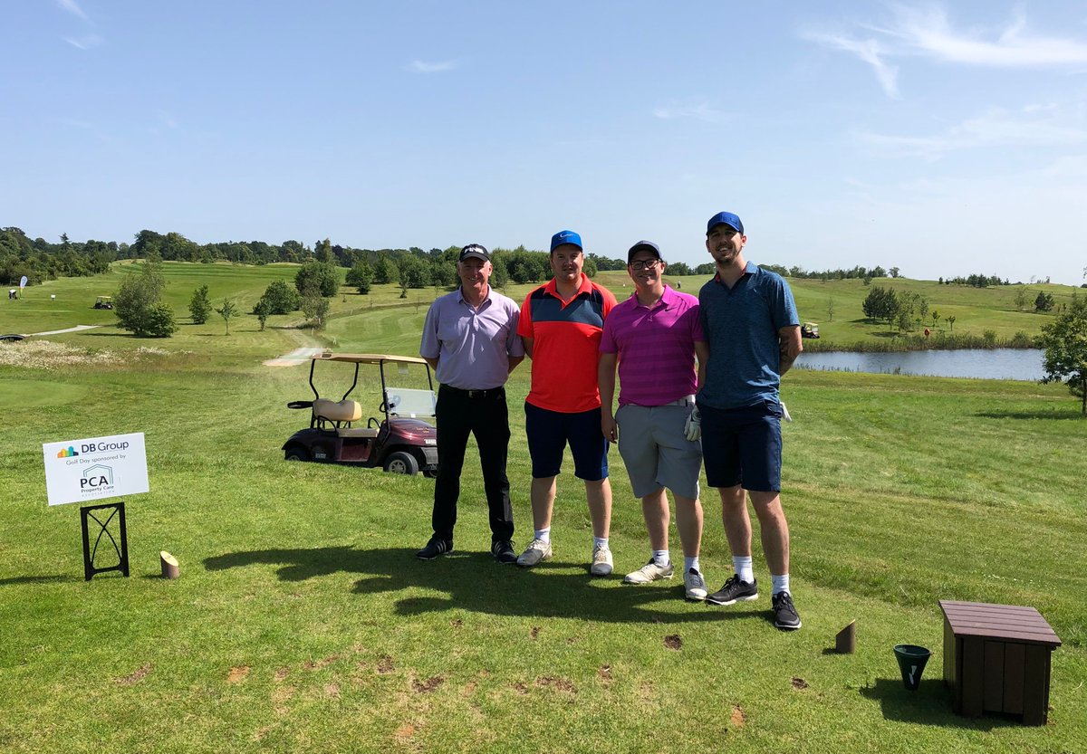 <a href="/BarkerMorrisLtd/">Barker Morris</a> chaps Dean Tennant &amp; Rob Campbell at <a href="/DB_Group_Ltd/">DB Group (Holdings) Limited</a>'s charity golf day with Bobbie Risorto of Haxton Koyander Architects. Also <a href="/PCAPropertyCare/">PCA Property Care</a>'s James Berry, and <a href="/NufinsBen/">Ben Collins</a> &amp; team <a href="/Nufins/">nufin Sánchez</a>. Raising funds for @LighthouseClub_ with us! CLICK: bit.ly/2RYS8j2