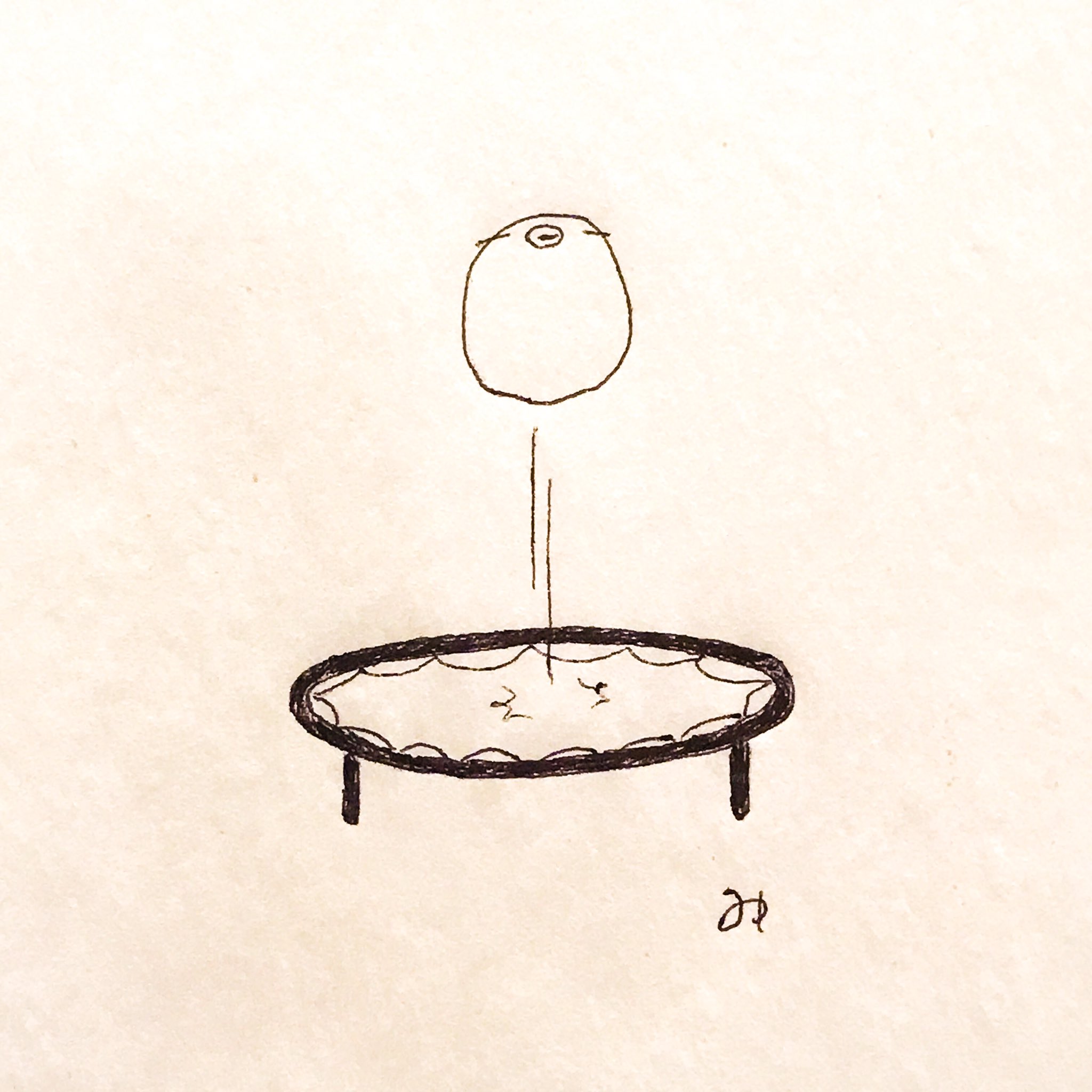 Suzumeno Co Ar Twitter トランポリン ぼたもち イラスト ゆるイラスト ゆるいイラスト アナログ 手描き ペン画 まったり のほほん トランポリン Illustration Artwork Drawing