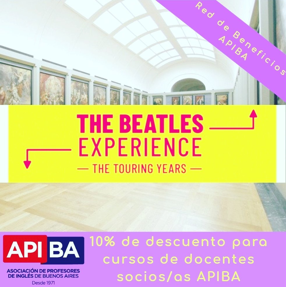 apiba's tweet photo. 👉🏻📣 #ReddeBeneficios

#APIBA junto a Museo #Beatle Visitas Guiadas ✊🏻

💲10% de descuento para grupos de alumnos/as de docentes socios/as APIBA 👩🏼‍🏫👨‍🏫

#descuentos #English #teaching #teacher #Beatles #TheBeatles https://t.co/3kvAwh5MF0