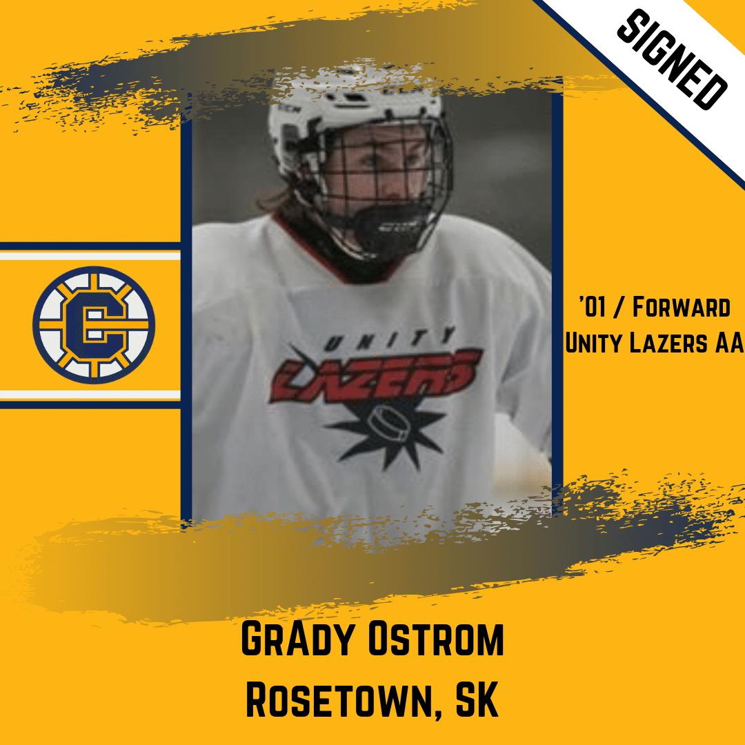 The Delisle Chiefs are pleased to announce the signing of '01 Forward, Grady Ostrom of Rosetown, SK. Ostrom joins the Chiefs after playing the 2018-19 season with the Unity Lazers AA of the Centre Four Hockey League.

Welcome to the Chiefs <a href="/Grady_o13/">grady ostrom</a>.