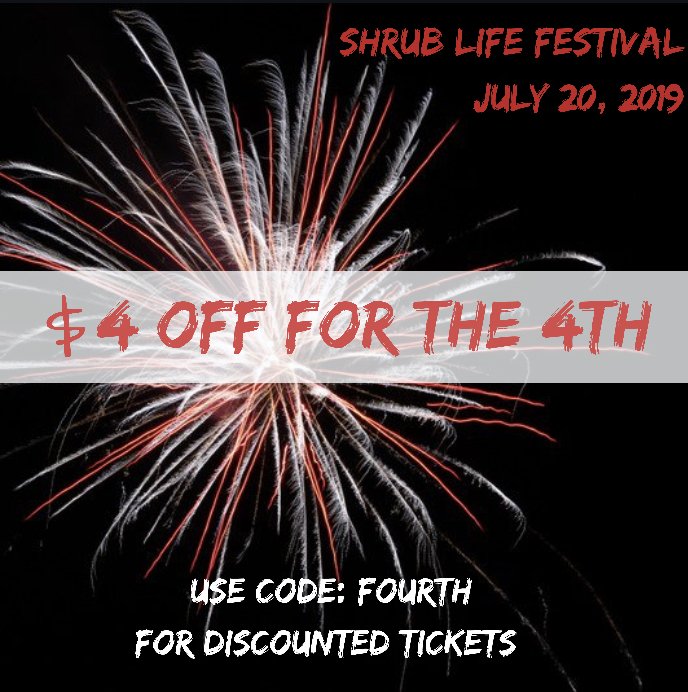 shrublifefest's tweet photo. It’s #july4th and our sale is still going on! At #shrublife19, you can taste all the #vegan cookout food you didn’t get today. Use coupon code FOURTH for $4 off your ticket! Now through July 5th at 11:59p! https://t.co/kQdGjxiqSL