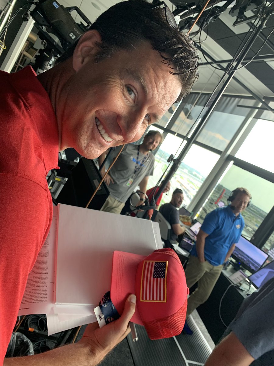 DaleJr's tweet photo. @ShepRose #shepgear showed up to the broadcast booth in Daytona via @RickAllenracing #4thOfJuly https://t.co/iFKnL2otyx