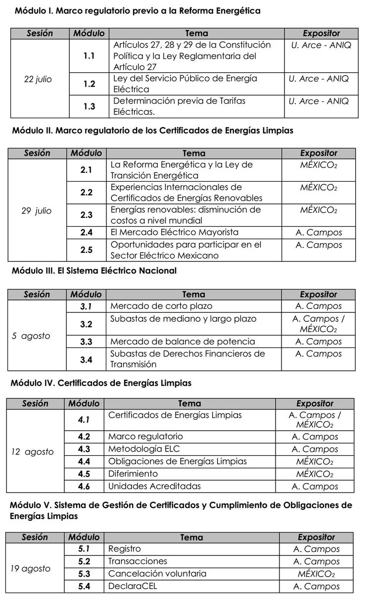 #Entérate #CEL #ANIQ ¿Te interesa conocer qué son los Certificados de Energías Limpias y su papel en el sector energético mexicano? No dejes pasar tu oportunidad para participar en el Programa Ejecutivo en Certificados de Energías Limpias que impartiremos junto a la <a href="/ANIQuimica/">ANIQ</a>