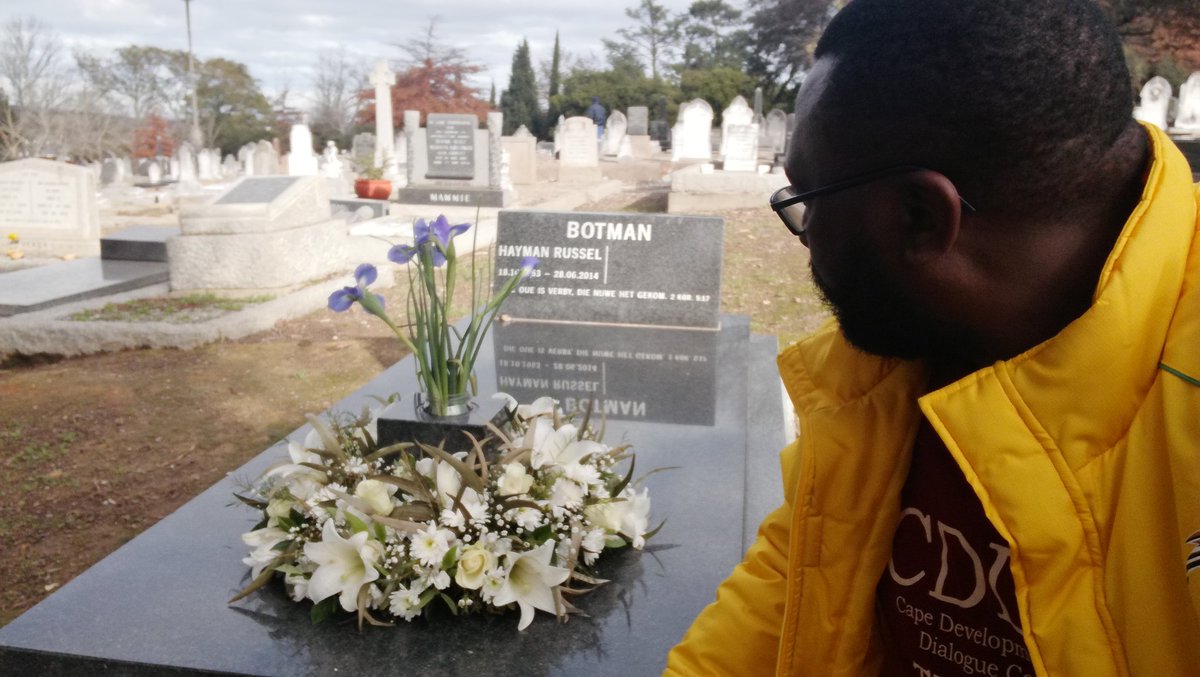 SiphoMahokoto's tweet photo. This morning I visited my mentor since I couldn't attend the special service of his remembrance on 28 June which marked the day he left us. In an African way I paid my respect and had a spiritual conversation with him.
Rest In Peace #RusselBotman
Father, Pastor & Leader.. https://t.co/6964Ciq2Pf