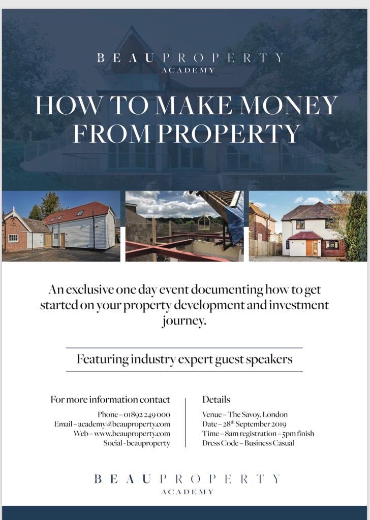 BeauProperty's tweet image. Having been asked by so many friends and family about how we accelerated our property journey we are running a 1 day course at The Savoy if your interested get in touch