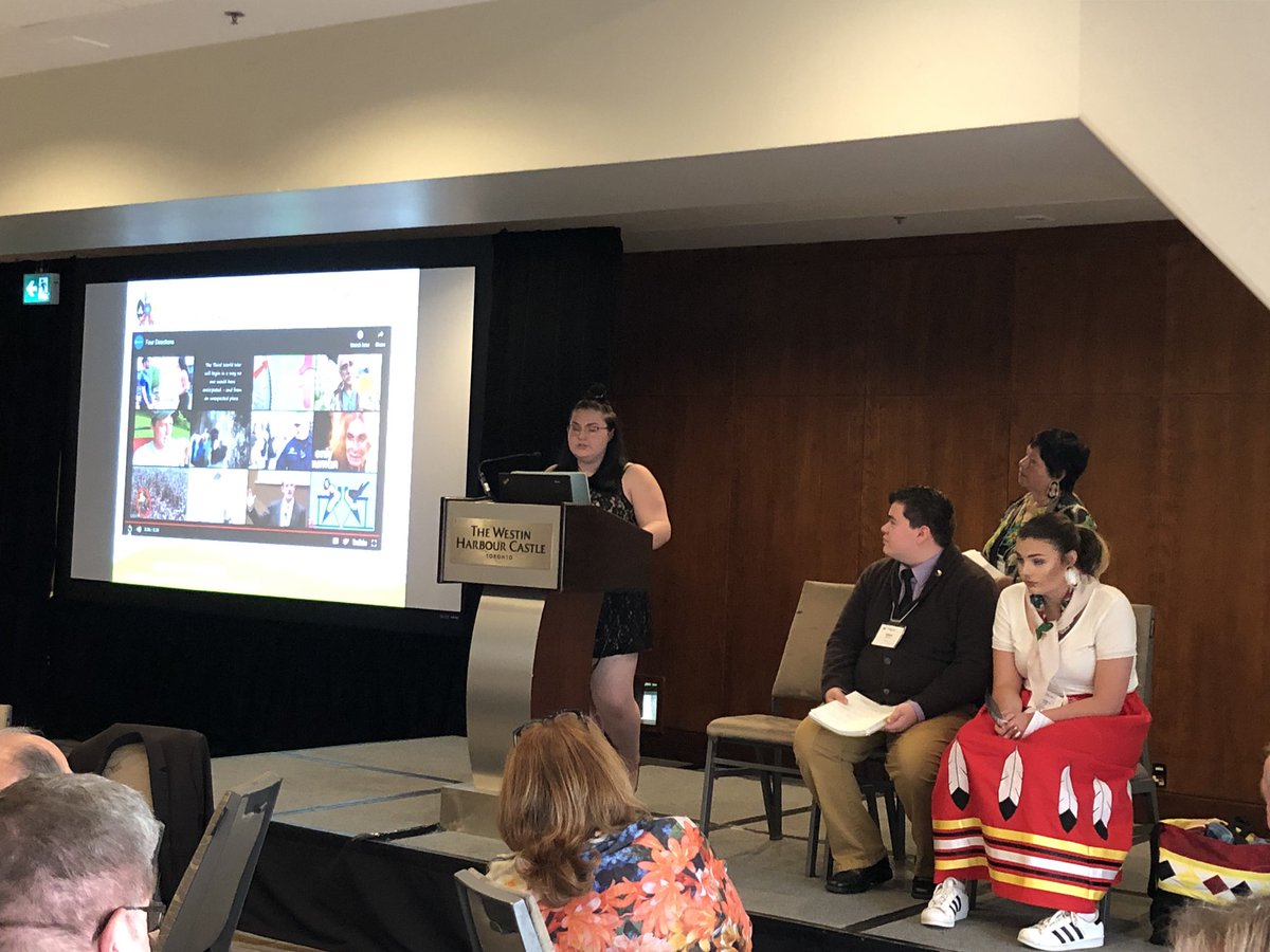 JoeM_2015's tweet photo. So proud of our 3 ADSB Indigenous students in today’s panel-National Trustees Gathering on Indigenous Education-such strong voices.  Looking forward to your continued leadership as we work together in bringing reconciliation alive in our schools next year.  #ADSBlearns #NTGIE2019 https://t.co/OQq2VOpPfL