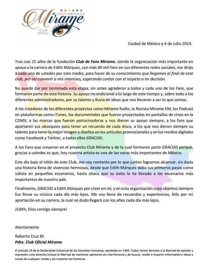 YesMondrawon's tweet photo. @RobertCruzM un honor haber pertenecido a Mírame, es una pena que este proyecto llegue a su fin, no sin antes agradecerte tanto, y a la gran familia que formamos en apoyo a @EdithMarquezL #ClubMirame https://t.co/WEZHfuugDL