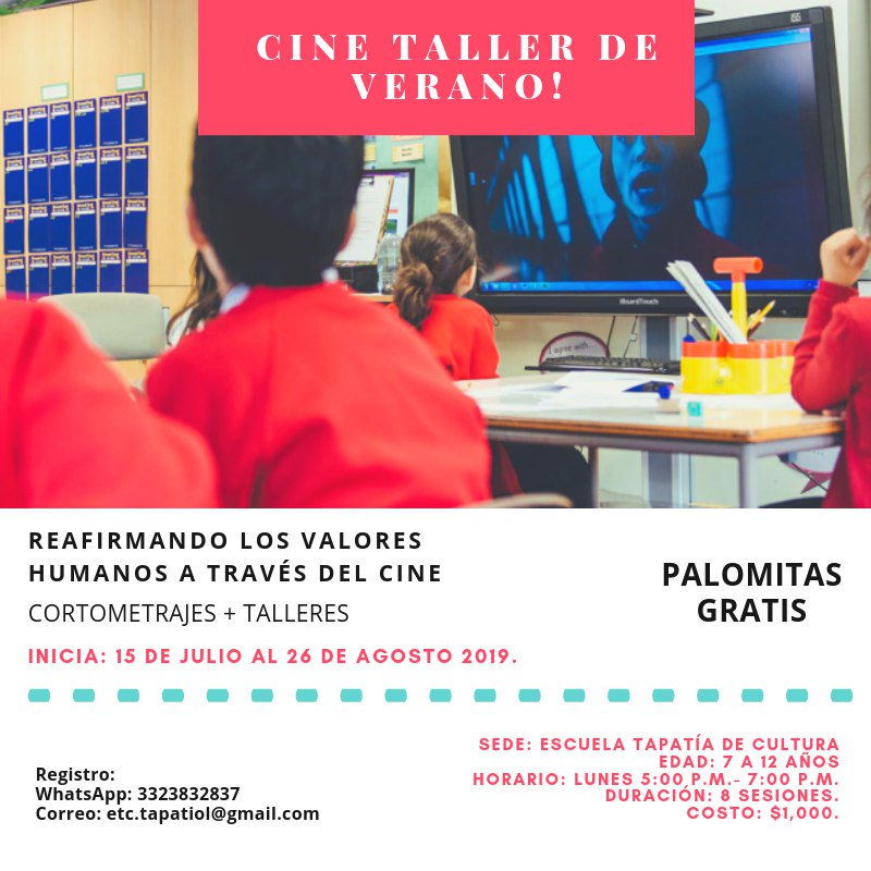 somosmapache's tweet photo. Los sentimientos del cine. En este taller se pretende propiciar las experiencias para promover la memoria, el diálogo, el lenguaje, el idioma, la paciencia, el pensamiento crítico, entre otros. #Cine #CursoDeVerano  #Niñez https://t.co/JvEXNQefEy