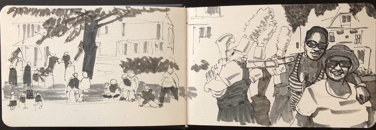 OP Independence Day parade 2019 in ink 
Used ‘Chicago in Your Pocket’ technique from <a href="/seattlesketcher/">Gabriel Campanario</a> at #USKchicago
Thanks Erwin #theperfectsketchbook , Gabi, &amp; my neighbors the Reids, for posing at the end
.
.
.
.
.
#oakpark #parade #drawing <a href="/uskchicago/">USK</a> <a href="/urbansketchers/">urbansketchers</a> #art