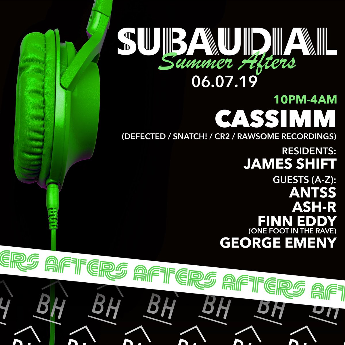 subaudial's tweet photo. SUBAUDIAL: Summer Afters at Basing House - Shoreditch 🤩🎶

2 DAYS TO GO! Saturday 6th July 💥

w/ @CASSIMMofc, @james_shift, @Anthiago1994, @AshrMusicc, @georgeemeny &amp; @finnfry 🔊

Tickets - https://t.co/mK1giCZ2g4 https://t.co/De4pMAFn1R