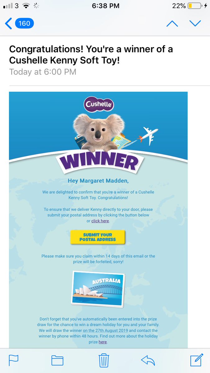 margaretbmadden's tweet image. I an wat more excited about winning this than I should be. I should get out more often 🐨 #cushelle #kennythekoala