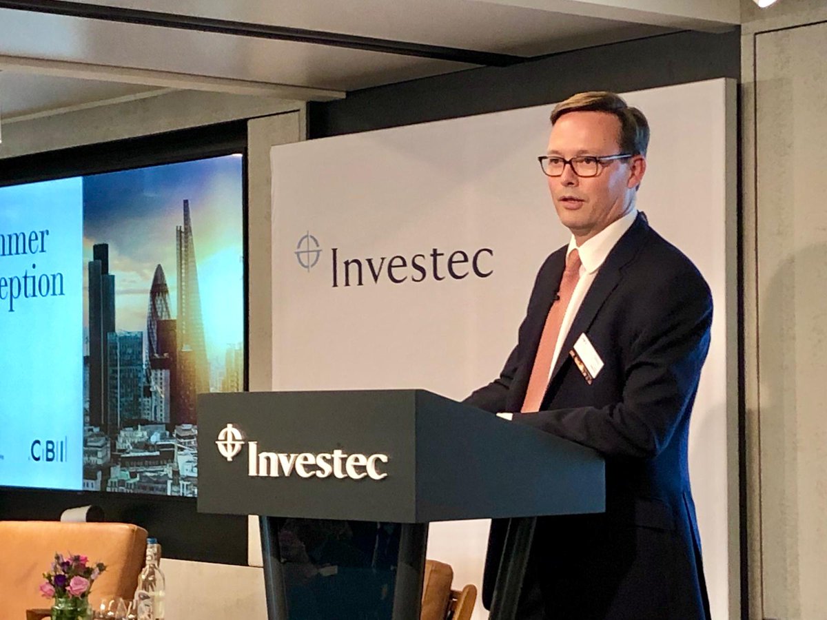 Investec's tweet photo. "London plays a critical role in the UK economy, providing an excellent platform to support growth-orientated businesses and individuals across the UK" - Chris Meyer, Investec Head of Corporate &amp; Investment Banking, opens the @CBItweets Summer Reception #WhyLondon https://t.co/aWPkWo3ODe