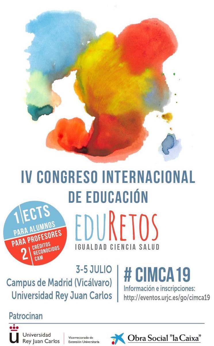 javierramosl's tweet image. Mañana es la última jornada del #CIMCA19. Un punto de encuentro, debate y reflexión donde los profesionales de la Educación tienen el objetivo de transformar la sociedad. Este año los retos se centran en la igualdad, la ciencia y la salud. Gracias @Observa_URJC