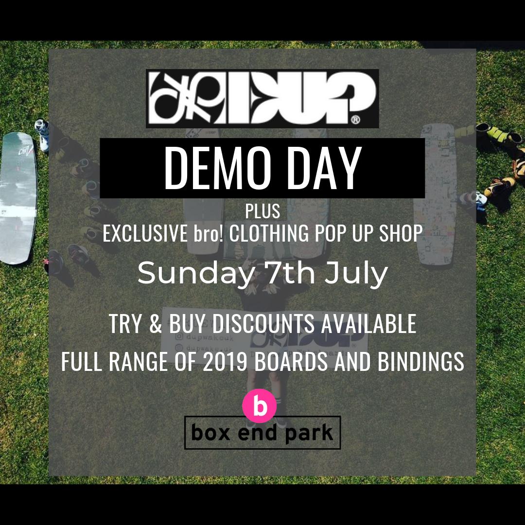 ⚡ DUP WAKE DEMO DAY⚡ This Sunday Double Up Wake will be down with a full array of 2019 boards & bindings 🔥 and an exclusive bro! clothing pop-up shop!