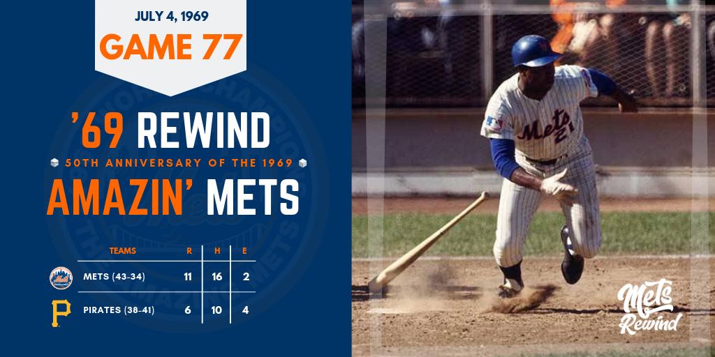 metsrewind's tweet photo. On July 4, 1969, Tom Seaver recorded his 13th win of the season and Tommie Agee and Cleon Jones both had three hits a piece in the @Mets 11-6 win over the @Pirates: https://t.co/caNERZixc0 #LGM #MetsRewind #69Rewind https://t.co/kLJVCNK92q