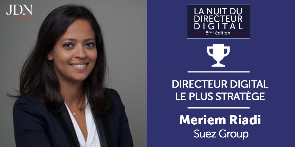 JDNEvents's tweet photo. C'est Meriem Riadi @meriem_riadi #CDO @suezFR qui voit son projet récompensé par le trophée du Directeur Digital le plus Stratège, Bravo à elle ! #NuitCDO #JDNEvents https://t.co/kVNlphkXn4