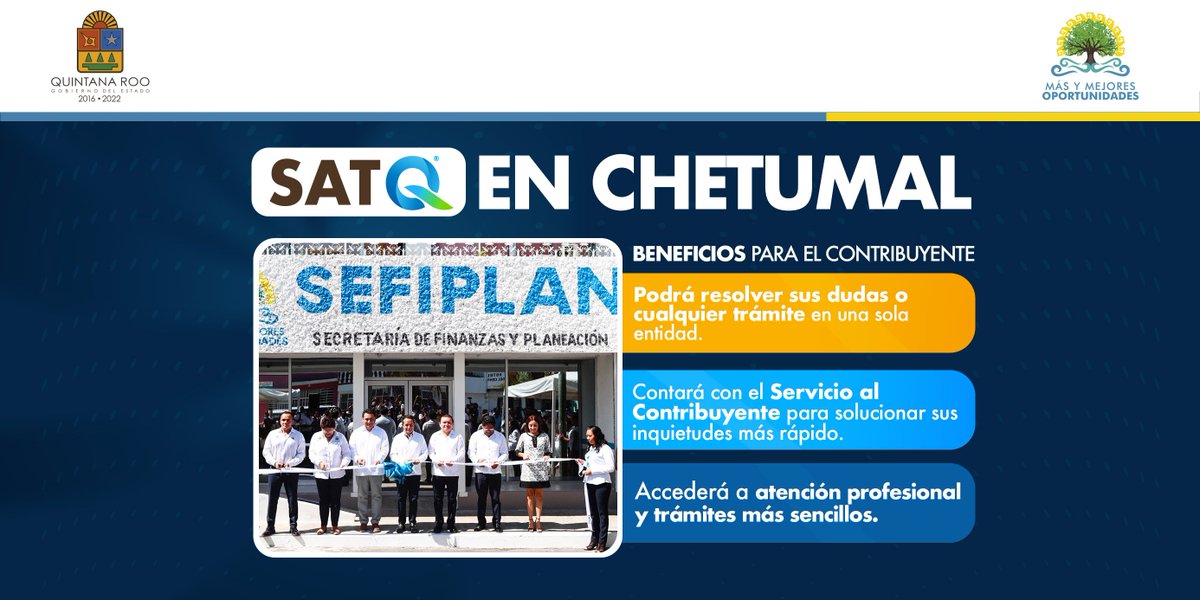 ✅#QuintanaRoo es el 2º lugar nacional en generación de recursos propios y el 4º en autonomía financiera. Al inaugurar el #SATQ en #Chetumal refrendamos nuestro compromiso de avanzar hacia un gobierno moderno, confiable y cercano a la gente. <a href="/Sefiplanqroo/">SEFIPLAN</a>