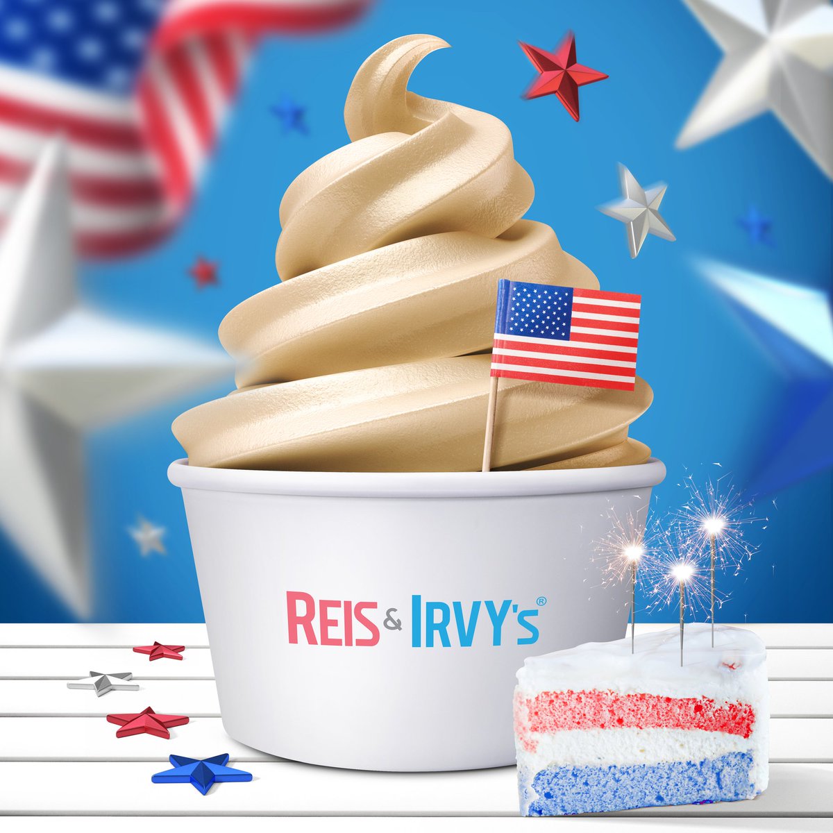 We’re celebrating the 4th by ringing in our new flavor of the month! Our Cake Batter froyo is perfect to help you beat the heat this summer!

#reisandirvys #froyorobots #thefutureoffrozen #july4th #July #froyo #america #foodtechnology #cakebatter #flavorofthemonth #franchise