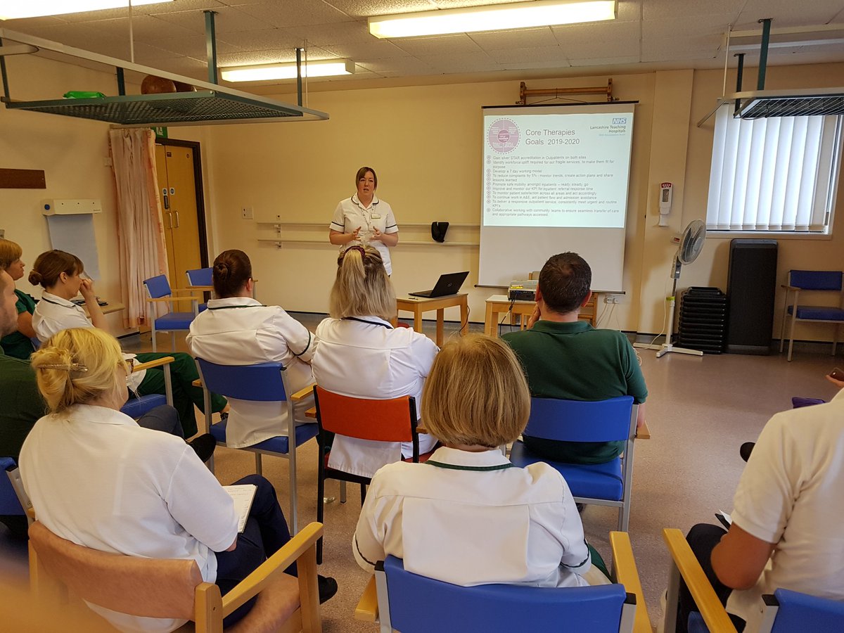 DebsyDoDah's tweet photo. Really great if smaller than usual team brief @LancsHospitals today in sunny CDH with @lizmcmullin @clairegranato sharing updates on #CoreTherapies Big Plan and celebrating our achievements this month. Thanks to @HelenGooch5 for sharing all things research love your passion! https://t.co/Mz3VHIqgBp