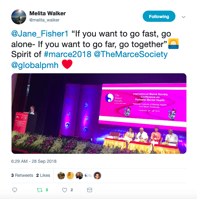 TheMarceSociety's tweet photo. #ThrowbackThursday to our #marce2018 conference in #India: “If you want to go fast, go alone - If you want to go far, go together” @Jane_Fisher1
We hope to see you all at #marce2020 in Iowa!
#globalPMH #pmhtraining #PAMD #research #education #perinatal #postpartum #PPD https://t.co/Oo12n5E71y