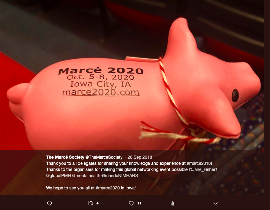 TheMarceSociety's tweet photo. #ThrowbackThursday to our #marce2018 conference in #India: “If you want to go fast, go alone - If you want to go far, go together” @Jane_Fisher1
We hope to see you all at #marce2020 in Iowa!
#globalPMH #pmhtraining #PAMD #research #education #perinatal #postpartum #PPD https://t.co/Oo12n5E71y