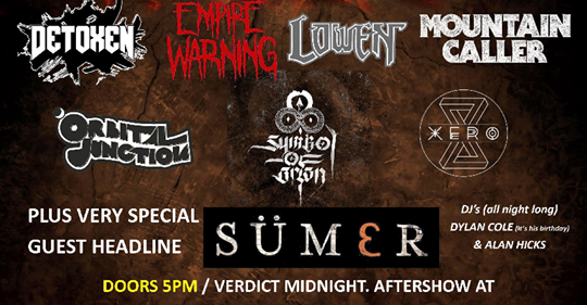 Detoxen4's tweet photo. So guys, this Saturday is the London M2TM Final at Nambucca, Holloway Road. This is an event we are honoured to play considering the extreme talent that is on the bill. Empire Warning, Xero, Lowen, Mountain Caller, Orbital Junction, Symbol of Orion. https://t.co/kvQdKQu84c