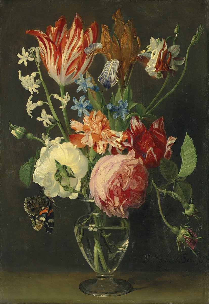 ChristiesInc's tweet image. #AuctionUpdate ‘Flowers in a glass vase with a red admiral butterfly’ by #DanielSeghers realises £503,250.