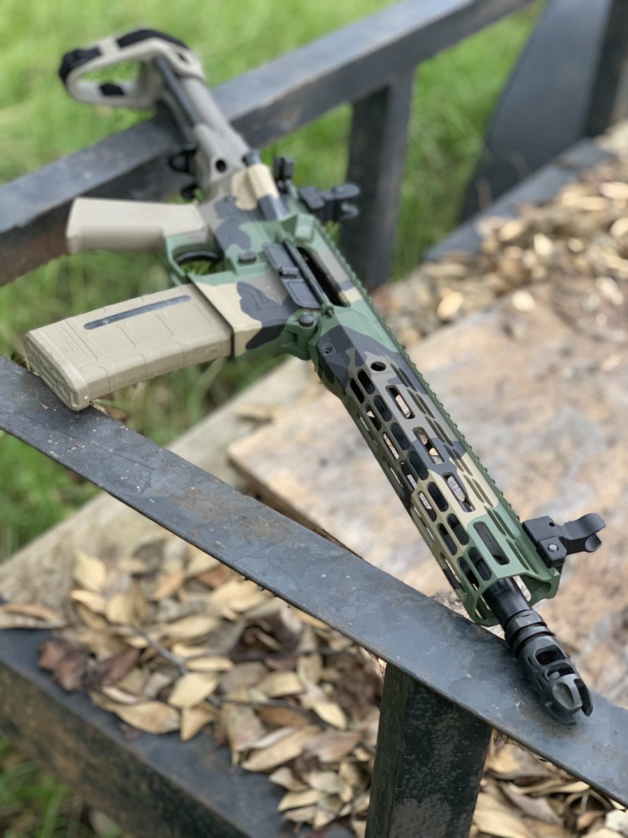 HuckleberryArms's tweet photo. We loved building our customer’s #AR15 #pistol. This @aero_precision #M81 #woodlandcamo builders set w/ Aero barrel & sights, #VG6 compensator, @GeisseleAuto trigger, @sb_tactical PDW brace, @Trijicon MRO, @Magpul_HQ MOE-K grip & #Toolcraft BCG. #CanYouSeeMeNow #2A #freedom #guns https://t.co/y0TKzcK6mk