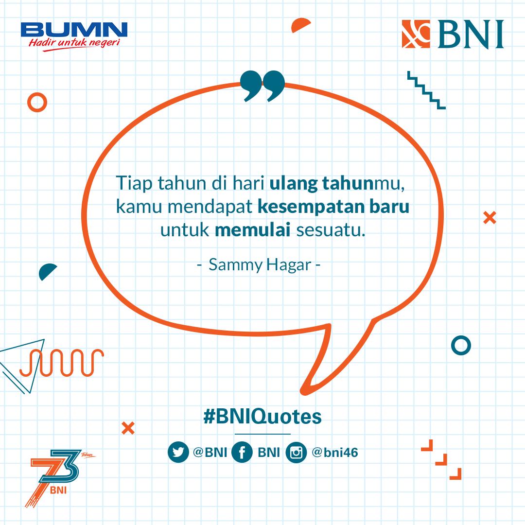 Salah satu hal yang luar biasa adalah ketika mendapatkan kesempatan untuk memulai sesuatu yang baru dan berdampak bagi orang lain. #BNIQuotes #BersamaJadiLuarBiasa #HUTBNI73