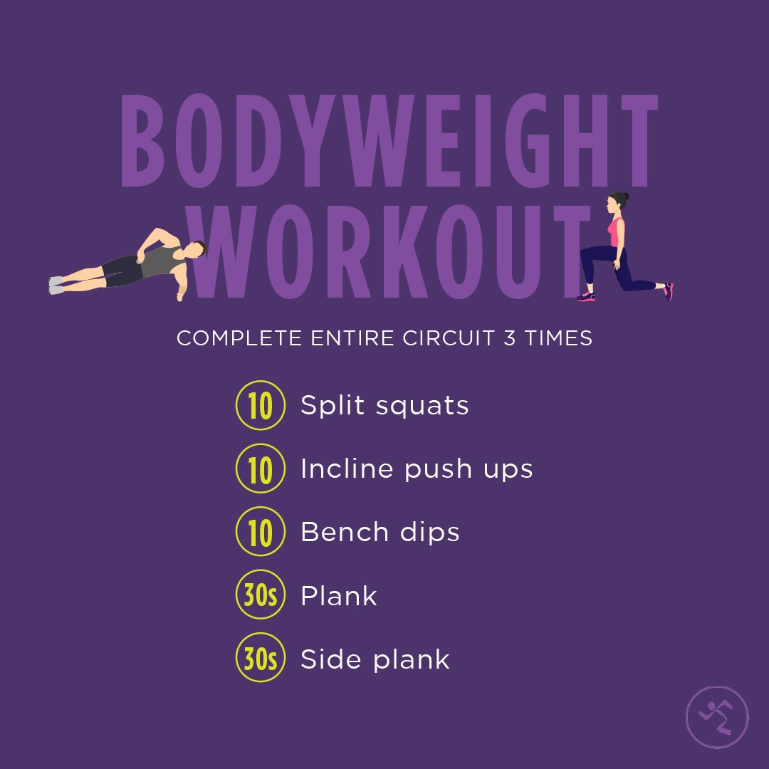 AnytimeFitness's tweet photo. No time to get to the gym? No problem. We've got the perfect bodyweight workout that can be done anywhere! 

Head to the blog for more bodyweight workouts! https://t.co/fsl0K6ln8L https://t.co/qDeYQOZO3g