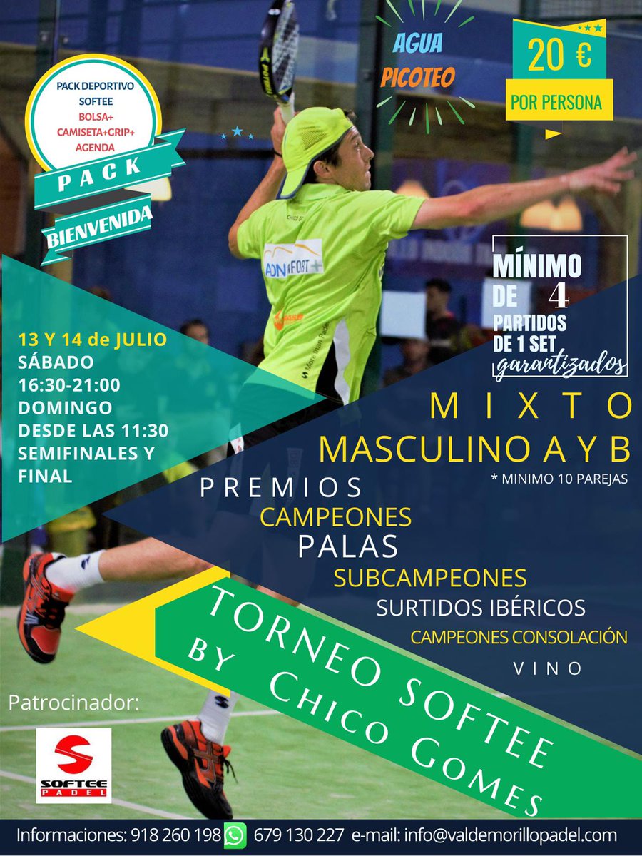 Animaros a participar del Torneo Softee PADEL, en el Club Vip PADEL Valdemorillo! Pack de Bienvenida y premios para todas las categorías 😀😀🚀 Animaros a pasar un fin de semana con nosotros