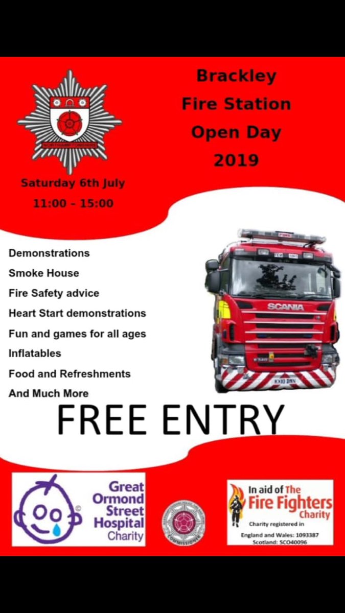 This Saturday sees the return of Brackley Fire Station Open Day.
There will be lots of things for the family to do. Please share🚒