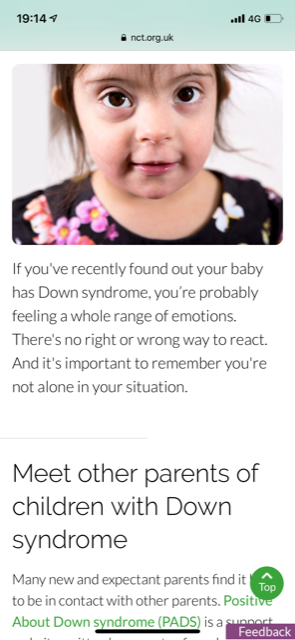 upsofdowns21's tweet photo. HUGE Shoutout to @NCTcharity 4 updating their website 2 reflect contemporary view of #Downsyndrome  This is so refreshing &amp; welcome - game changers NCT Thank you!  Links 2 @PositiveaboutDS too.
@BountyUK &amp; @emmasdiary have improved too - @MadeForMums &amp; @Netmums need 2 catch up!! https://t.co/aWh4rkdYAw