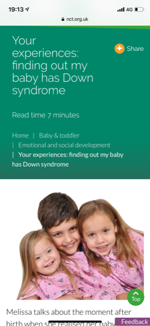 upsofdowns21's tweet photo. HUGE Shoutout to @NCTcharity 4 updating their website 2 reflect contemporary view of #Downsyndrome  This is so refreshing &amp; welcome - game changers NCT Thank you!  Links 2 @PositiveaboutDS too.
@BountyUK &amp; @emmasdiary have improved too - @MadeForMums &amp; @Netmums need 2 catch up!! https://t.co/aWh4rkdYAw