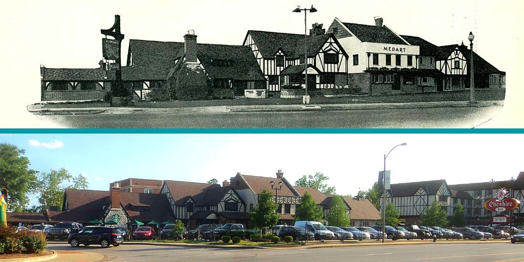 From burgers to a boutique hotel . . . Medart's restaurant used to be on this site, but today it's home to <a href="/CheshireSTL/">The Cheshire</a> and a variety of eateries, including <a href="/BassoSTL/">BassoSTL</a>, <a href="/BoundarySTL/">BoundarySTL</a>, the Fox &amp; Hounds Tavern, and <a href="/Starbucks/">Starbucks</a>. It's even been in a movie! #ThenAndNow #ThrowbackThursday
