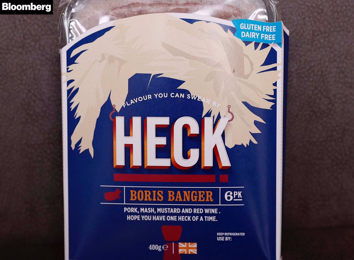 Oh heck, what a silly sausage. Conservative party leadership candidate Boris Johnson during a visit to Heck Foods. #ConservativeLeadershipRace #ToryLeadership #BorisJohnson #Bloomberg