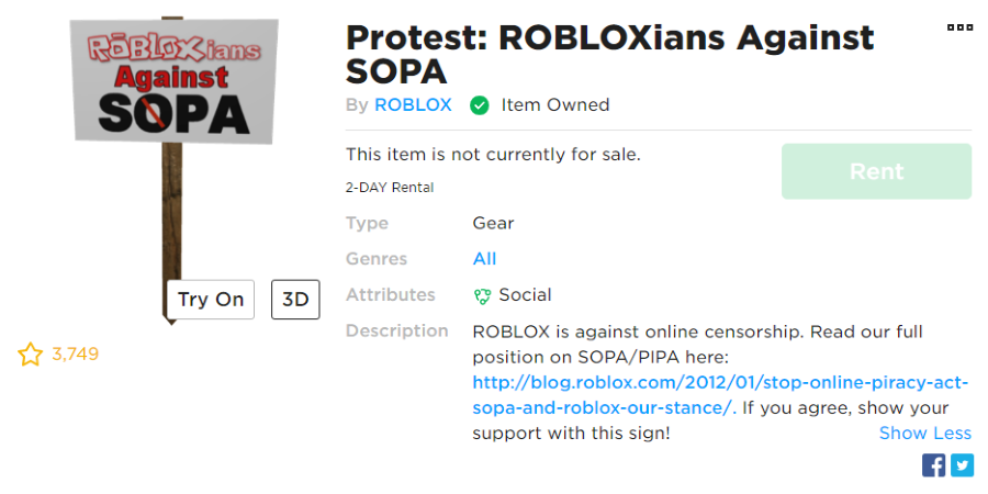 Ivy On Twitter Once Roblox Is Done Removing The Rental Status Of All Our Old Gears We Ll Finally Be Able To Use Our Robloxians Against Sopa Signs Again Https T Co Imm05yuoxl - protest sign roblox