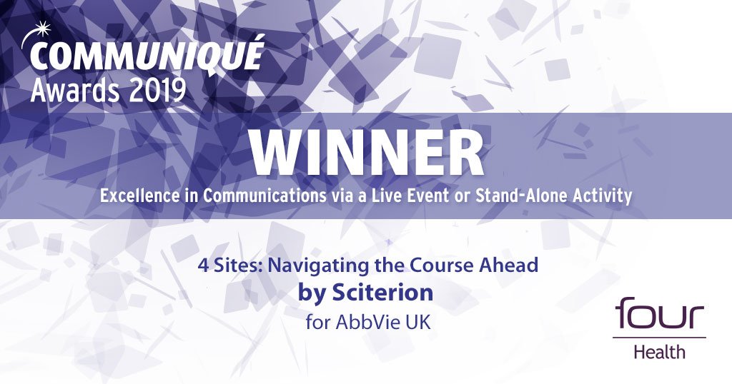 CxHealth's tweet photo. Winner: 4 Sites: Navigating the Course Ahead by @Sciterion for @abbvieuk https://t.co/MFLKT3V8N9 #CxHealth https://t.co/fBQbJtG99V
