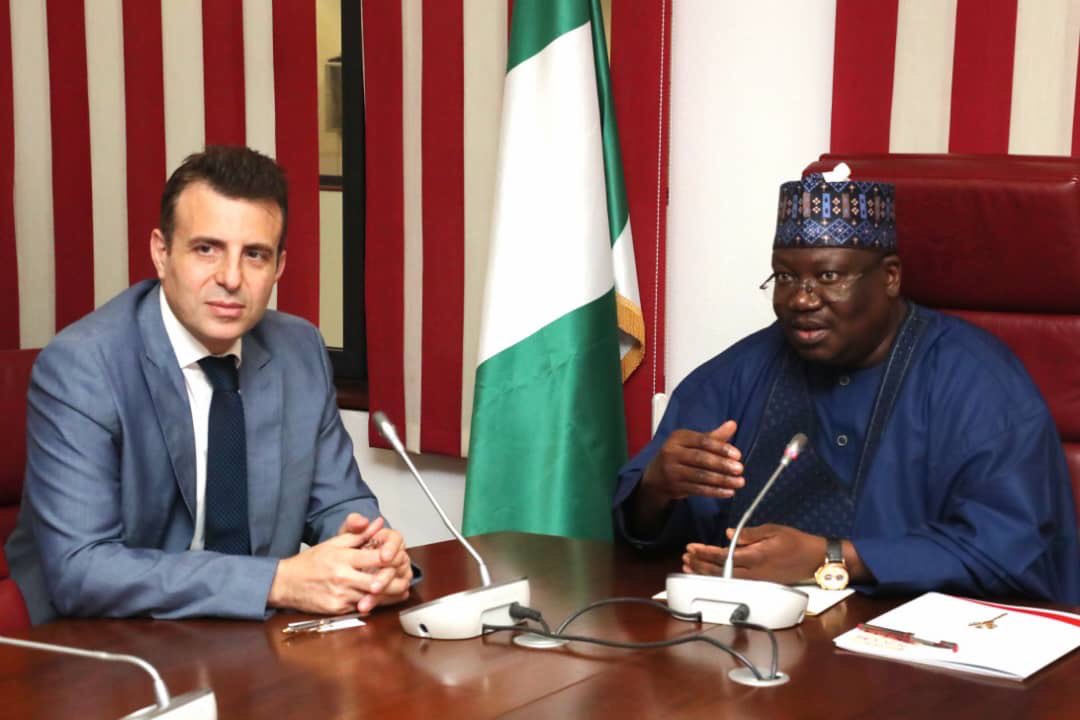 SPNigeria's tweet photo. Earlier today, the Ambassador of the Republic of Lebanon, His Excellency, Houssam Diab paid a courtesy visit to the Distinguished President of the Senate, @DrAhmadLawan https://t.co/xeOZFvxO6n