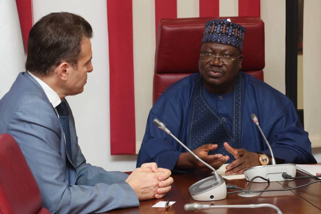 SPNigeria's tweet photo. Earlier today, the Ambassador of the Republic of Lebanon, His Excellency, Houssam Diab paid a courtesy visit to the Distinguished President of the Senate, @DrAhmadLawan https://t.co/xeOZFvxO6n