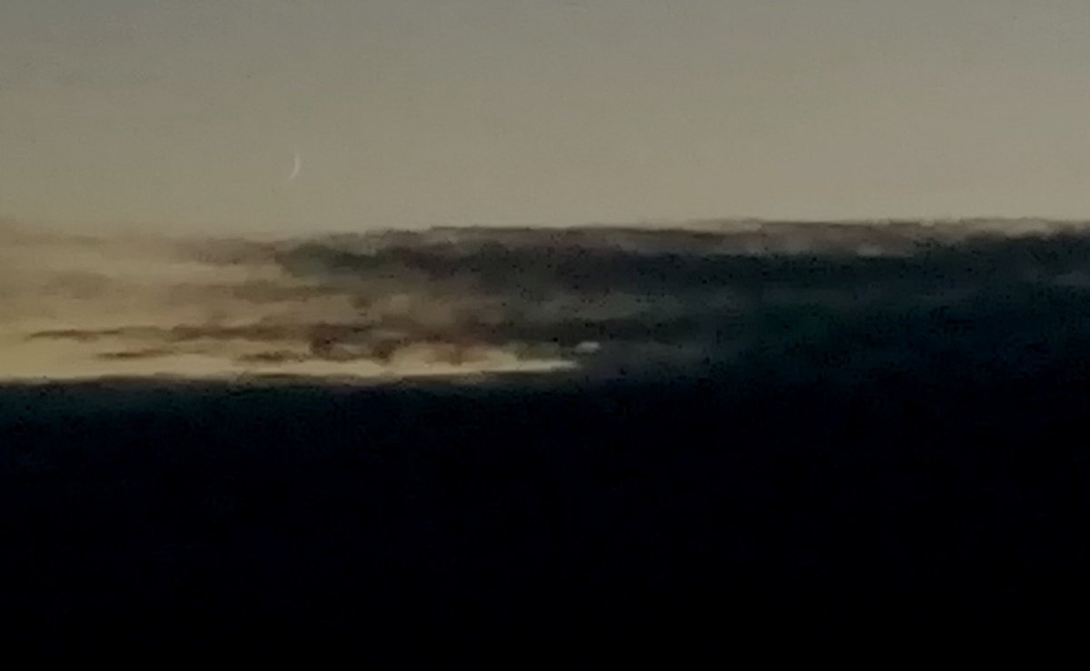 The young waxing crescent moon, looking milky white at almost 23:00 . Look up, look west #Mayo #Louisburgh #ClareIsland #Inisturk #WildAtlanticWay #astronomy
