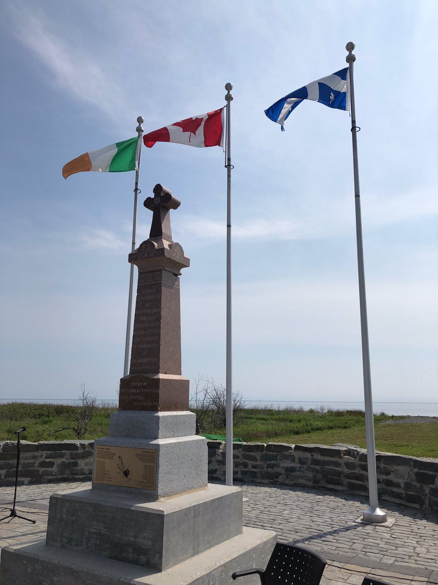IrlEmbCanada's tweet photo. (1/4) It was an honour and a privilege to attend this morning's poignant ceremony in Gaspé, Québec, where the remains of 21 victims of the #Carricks shipwreck of 1847 were finally laid to rest. https://t.co/FqVyviFi12