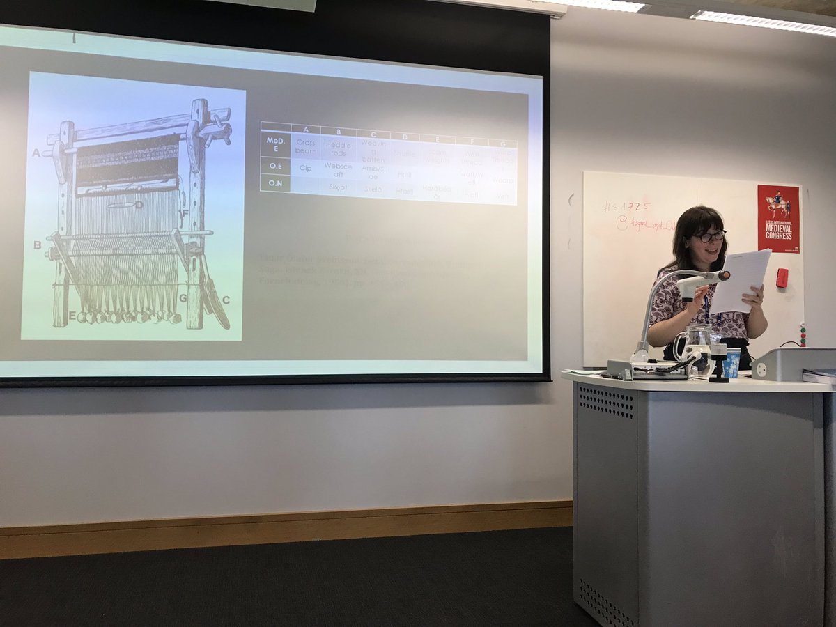 AsynYall's tweet photo. Two highlights of the final day at #imc2019, @skaldatal on Skáldatal (lol) and @Asgard_and_Cake on old Norse texts and textiles #s1625
#s1725 https://t.co/VaZD4XmvR2